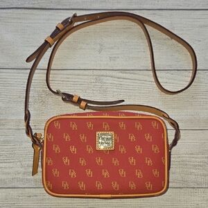 Dooney & Bourke Women's Loni Signature Logo Crossbody Bag Red/Tan NWOT